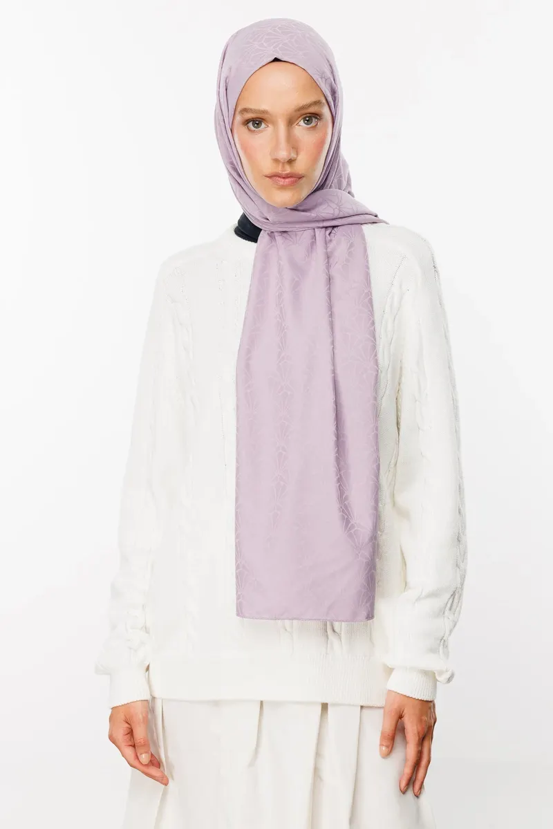 Lila Lotus Desen İpeksi Jakar Şal · görsel 3