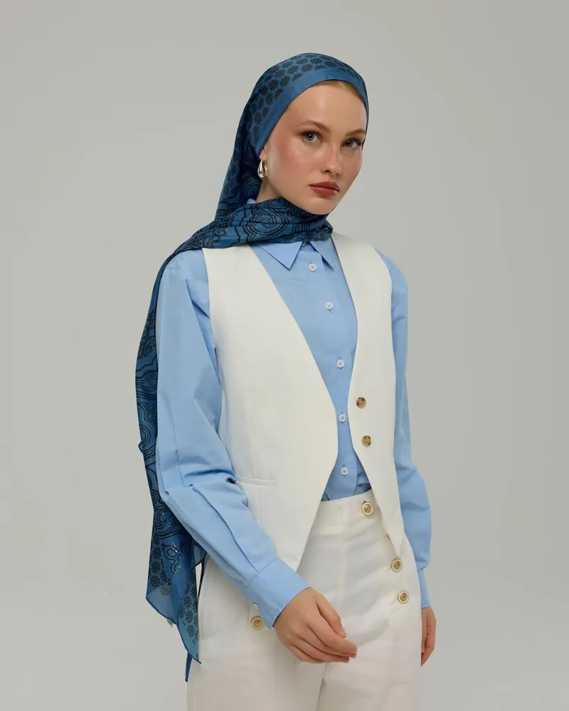 Mavi & Gece Bala Hatun Desen Şal - 62
