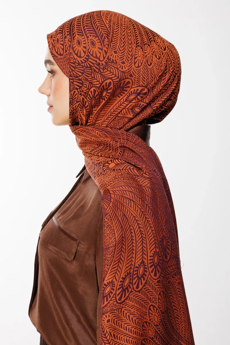 Mor-Turuncu Mayra Desen Çift Taraflı Şal · görsel 3