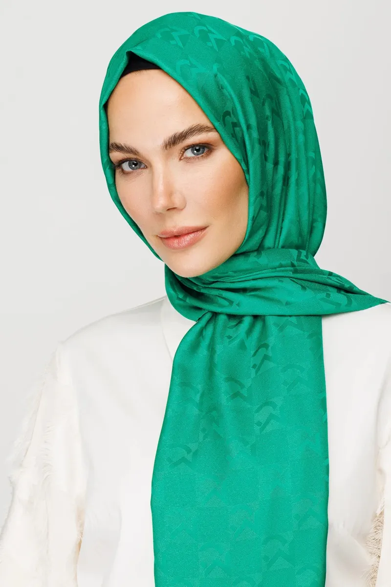 Benetton Yeşili Mc Desen Jakar Şal