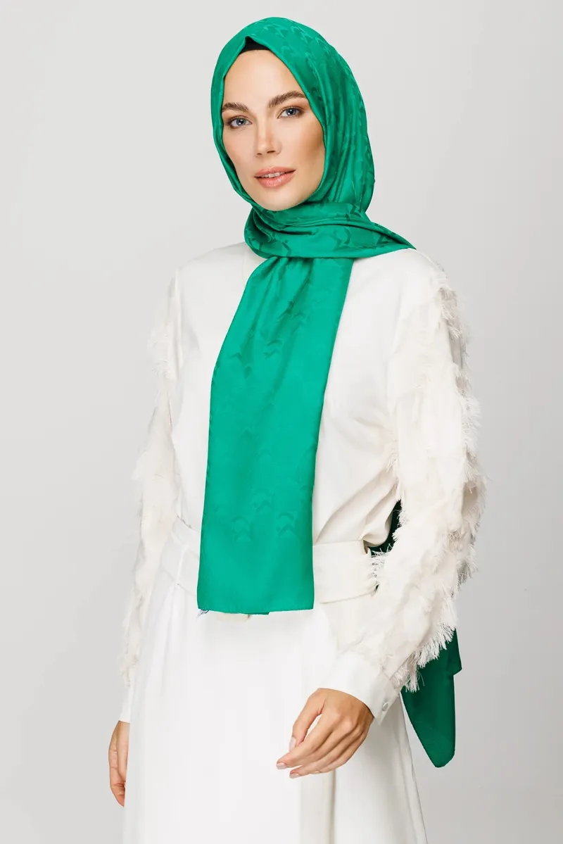 Benetton Yeşili Mc Desen Jakar Şal