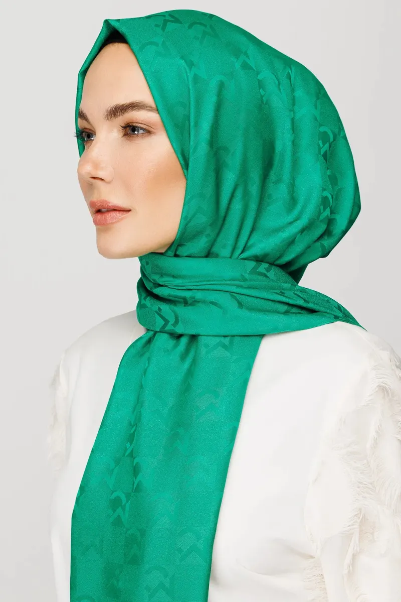 Benetton Yeşili Mc Desen Jakar Şal