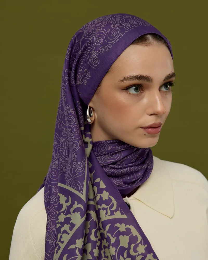 Menekşe & Krem Zencefil Saraylı Desen Şal - 03 · görsel 3