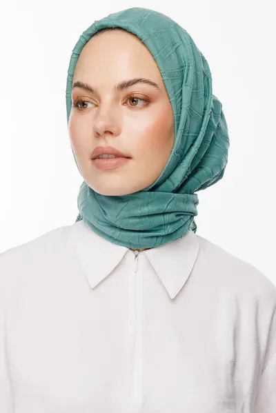 Mint Yeşili Piliseli Bambu Eşarp · Mint Yeşili