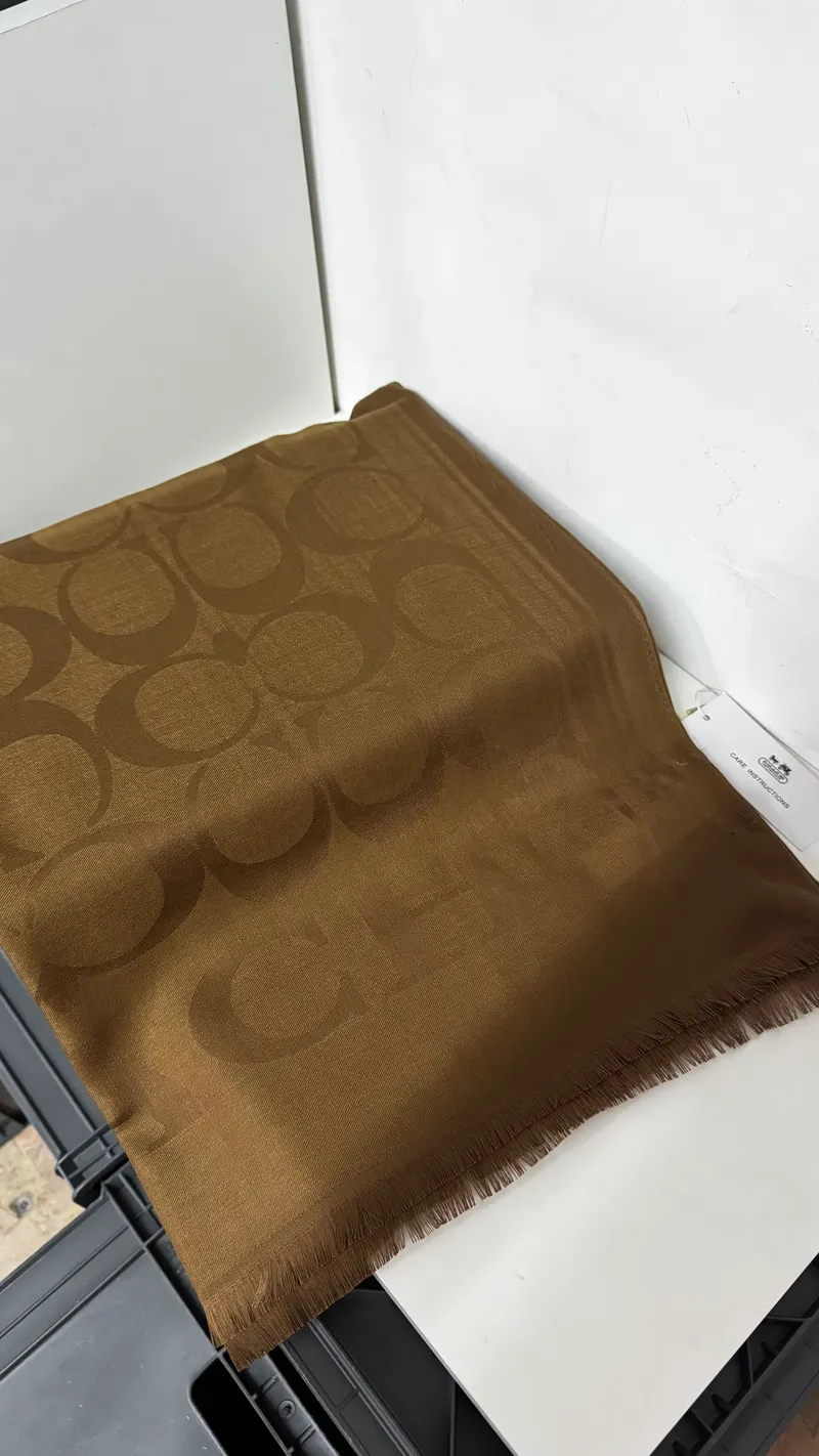 Mocha Büyük C Desen İnce Yün İpek Şal