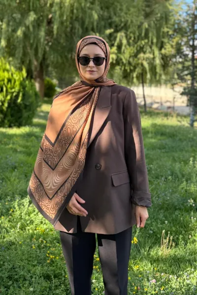 Mocha Karma Desen Pamuk Vual Şal · Mocha