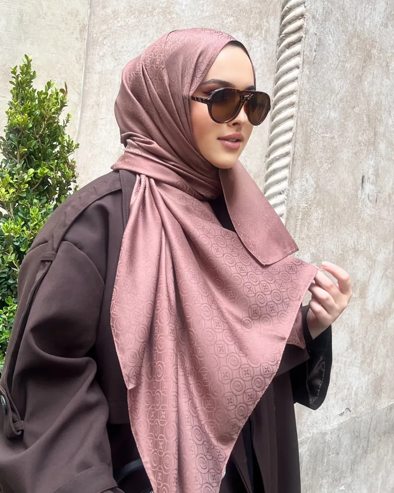 Mocha Luxe Desen Jakar Şal