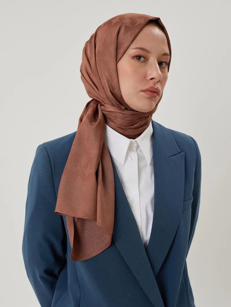 Mocha Rise Desen Jakar Şal