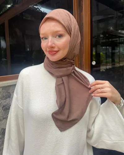 Mocha Zikzak Lyocell Bambu Jakar Eşarp · Mocha Zikzak