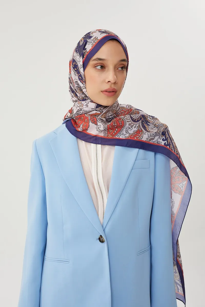 Morcivert & Nude Retro Desen Şal