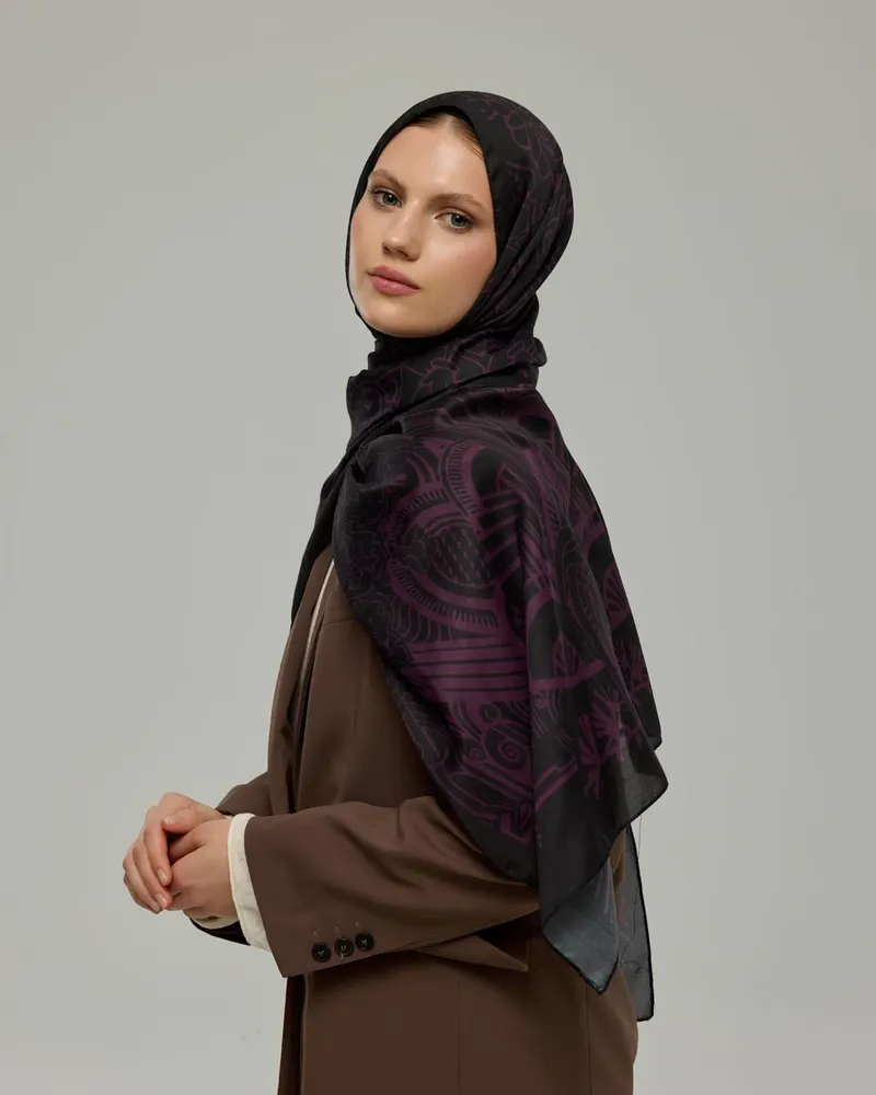 Mürdüm & Gece Harem Rüyası Desen Şal - 75