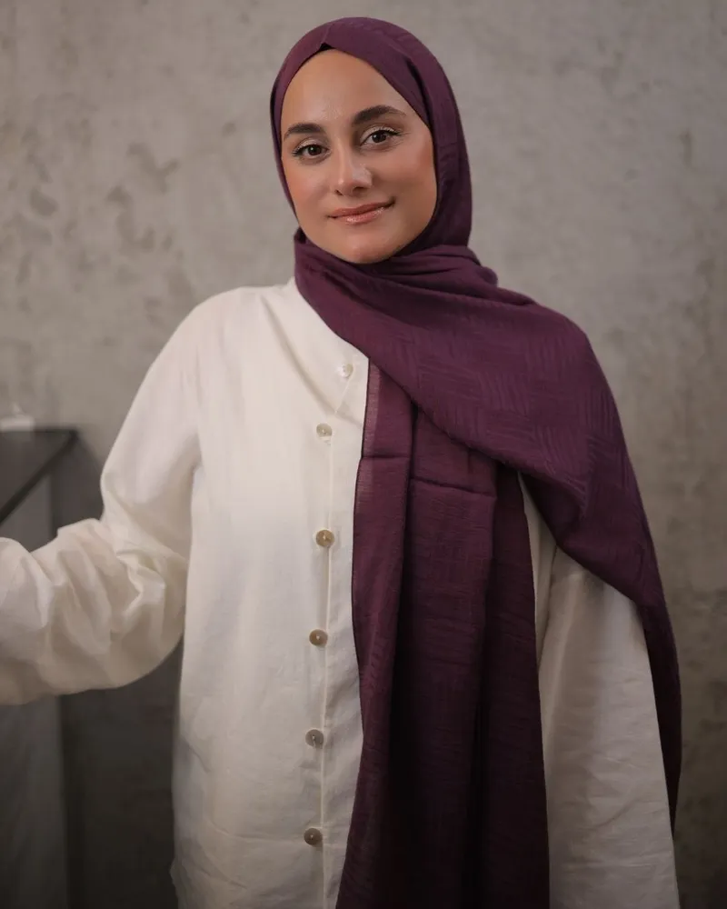 Mürdüm Imannoor Ritim Desen Pamuk Jakar Şal · görsel 2