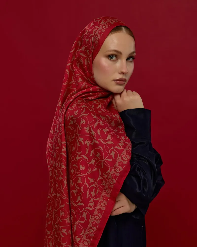 Nar Çiçeği & Kum Beji Lale Bahçesi Desen Şal - 07 · görsel 4