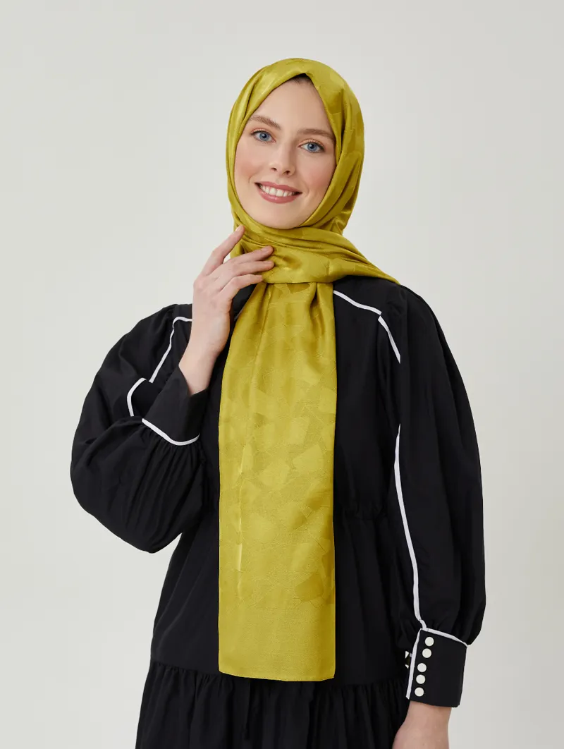 Olive Taş Desen İpeksi Jakar Şal · görsel 2