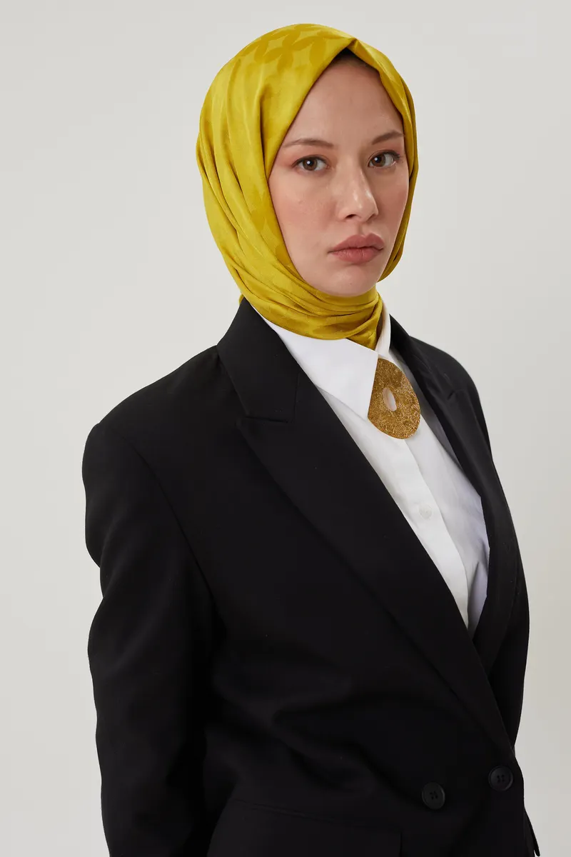 Olive Yeşili Rise Desen Jakar Şal · görsel 4