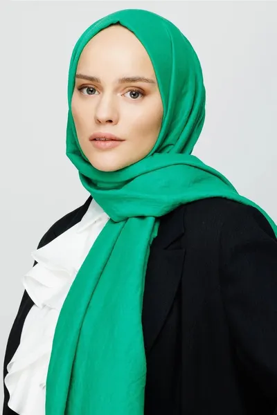 Benetton Yeşili Pamuk Kraş Şal · Benetton Yeşili