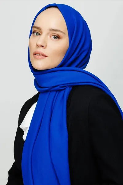 Saks Mavi Pamuk Kraş Şal · Saks Mavi