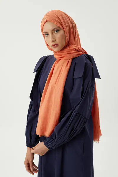 Pastel Turuncu Piliseli Bambu Şal · Pastel Turuncu