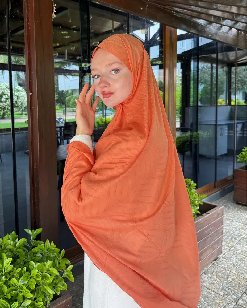 Pastel Turuncu Su Yolu Lyocell Bambu Jakar Şal · görsel 3