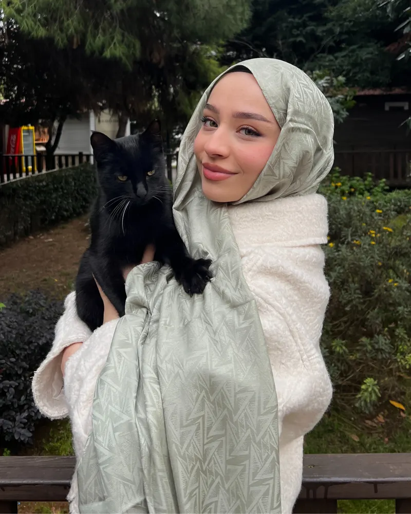 Pastel Yeşili Triya Desen Jakar Şal · görsel 2