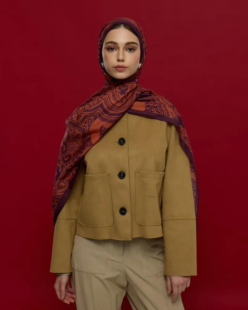 Patlıcan & Amber Tınısı Sultani Desen Şal - 27 · görsel 4