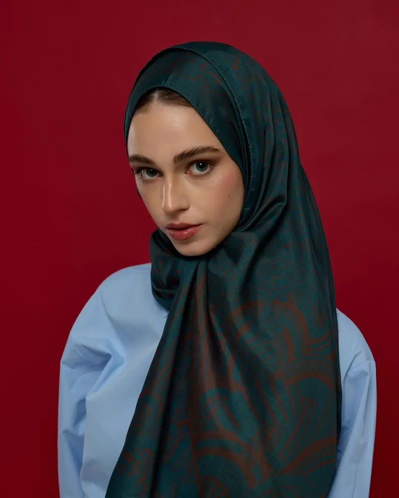 Petrol & Kakao Harem Rüyası Desen Şal - 64