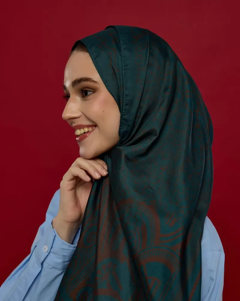 Petrol & Kakao Harem Rüyası Desen Şal - 64
