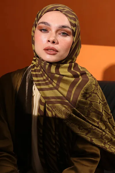 Acı Kahve-Somon Riad Desen Çift Taraflı Şal · Acı Kahve-Somon