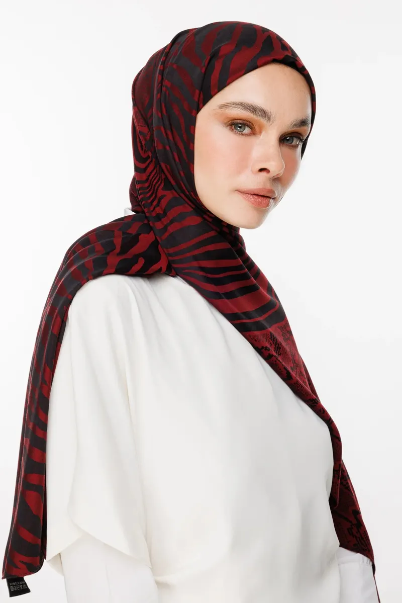 Siyah-Bordo Riad Desen Çift Taraflı Şal