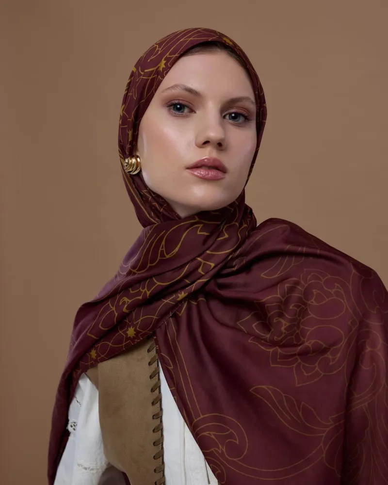 Tarçın Rüzgarı & Saf Altın Efsunlu Desen Şal - 31