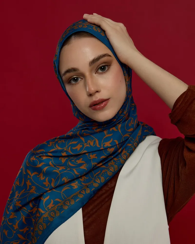 Safir & Hardal Zerafeti Lale Bahçesi Desen Şal - 21