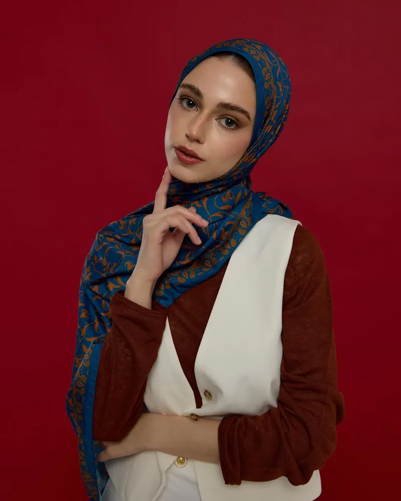 Safir & Hardal Zerafeti Lale Bahçesi Desen Şal - 21