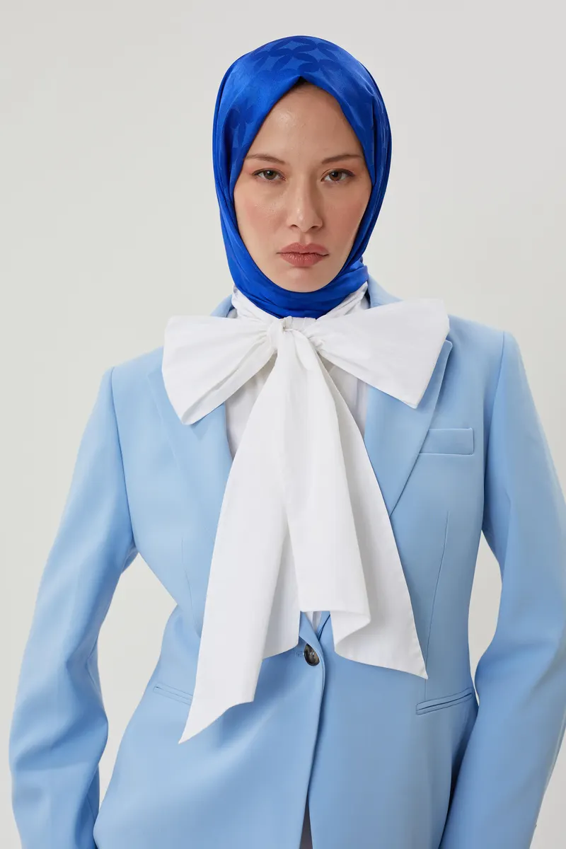 Saks Mavisi Rise Desen Jakar Şal · görsel 2