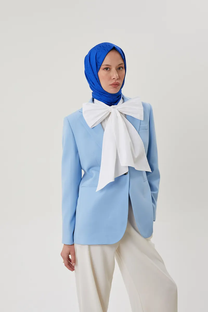 Saks Mavisi Shine Desen Jakar Şal · görsel 2
