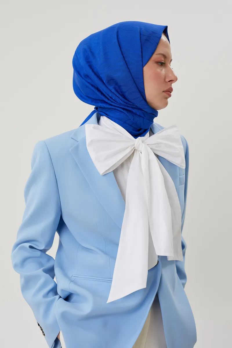 Saks Mavisi Shine Desen Jakar Şal · görsel 3