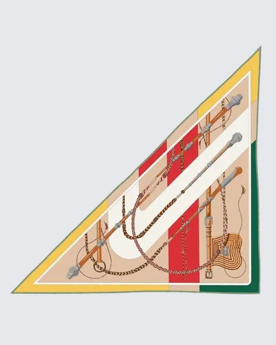 Sarı & Kırmızı - Kraliyet Asası Desenli Kaşmir Omuz Şalı · Sarı