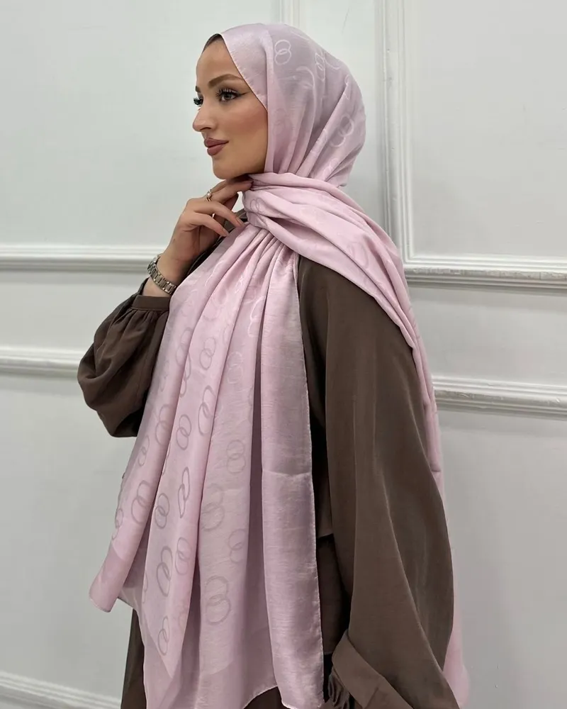 Şeker Pembe Imannoor Luna Desen Pamuk Jakar Şal