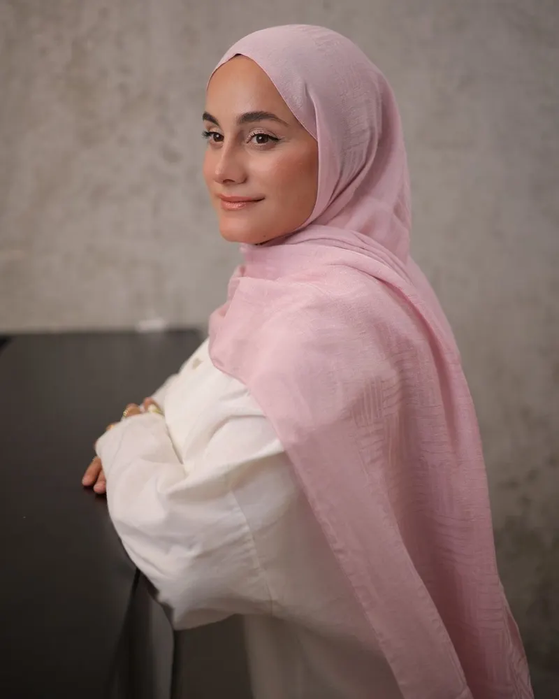 Şeker Pembe Imannoor Ritim Desen Pamuk Jakar Şal