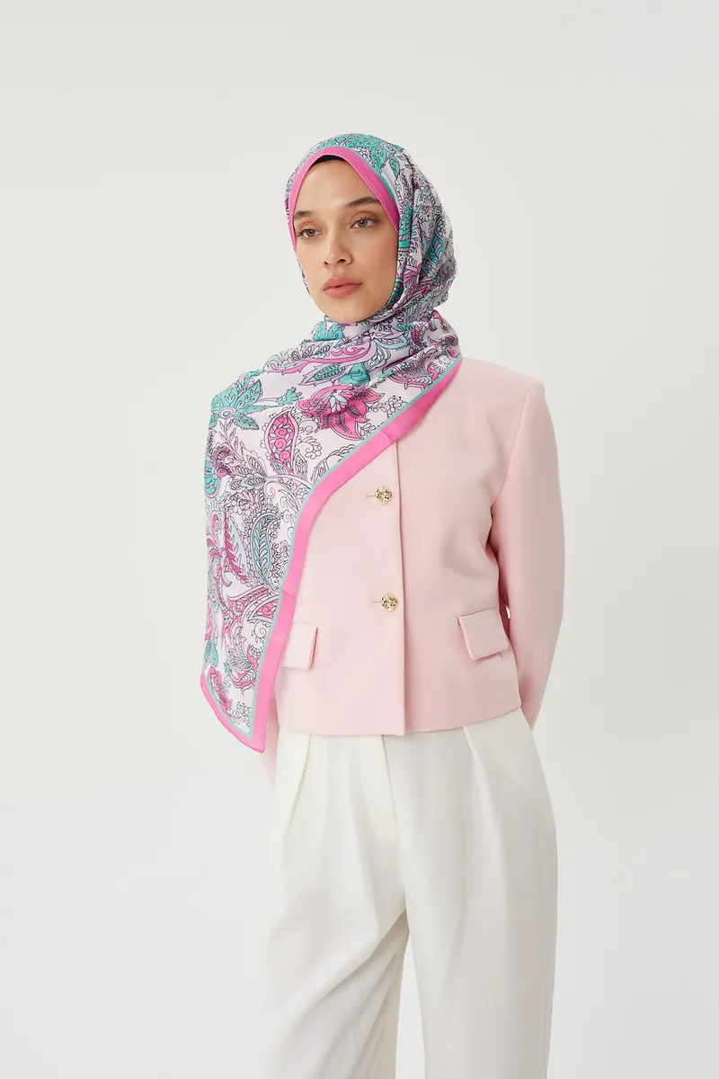 Şeker Pembe & Taş Retro Desen Şal · görsel 3