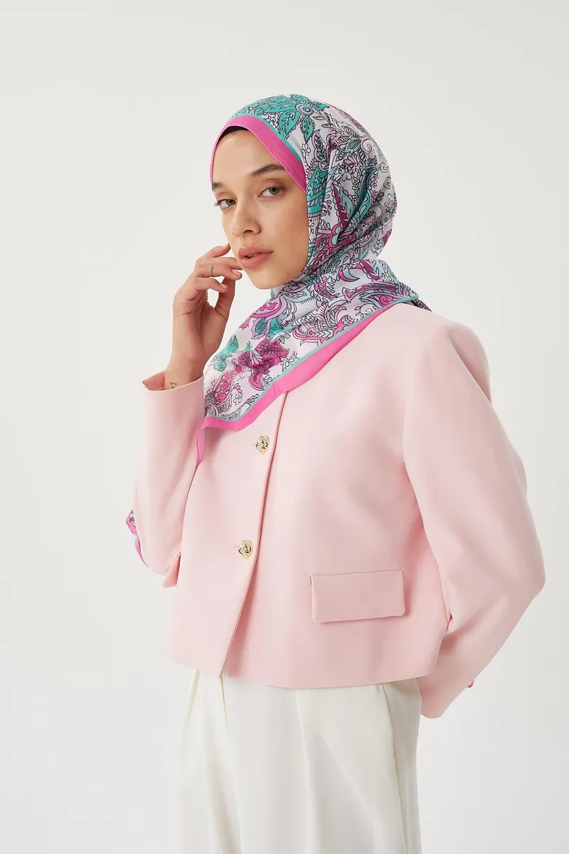 Şeker Pembe & Taş Retro Desen Şal · görsel 4