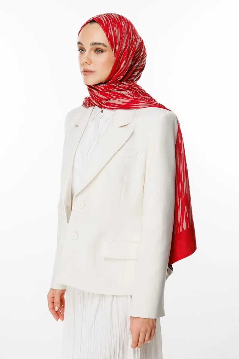 Bordo-Mint Yeşili Selis Desen Çift Taraflı Şal