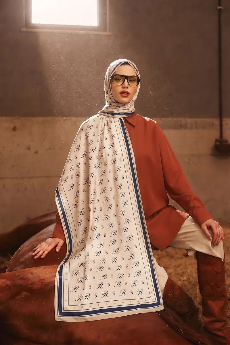 Şems-ü Kamer Koleksiyonu [R] Güneş Pamuk İpek Şal 70x200