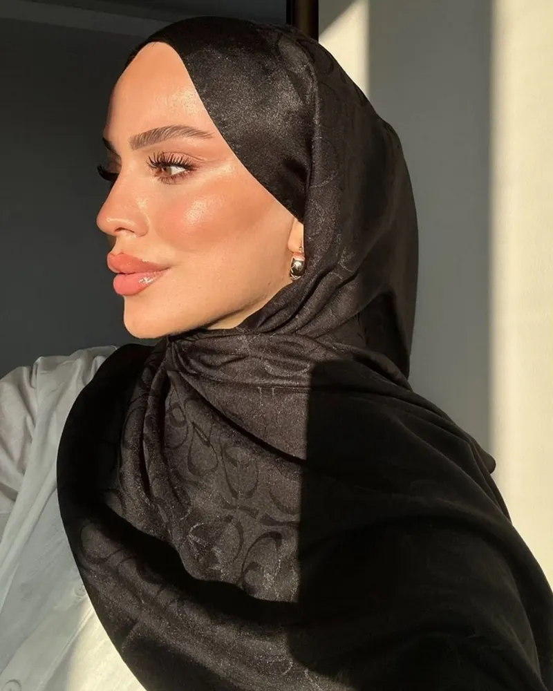 Siyah Imannoor Ester Desen Pamuk Jakar Şal