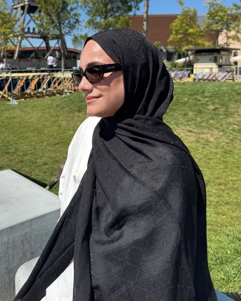 Siyah Imannoor Matris Desen Pamuk Jakar Şal