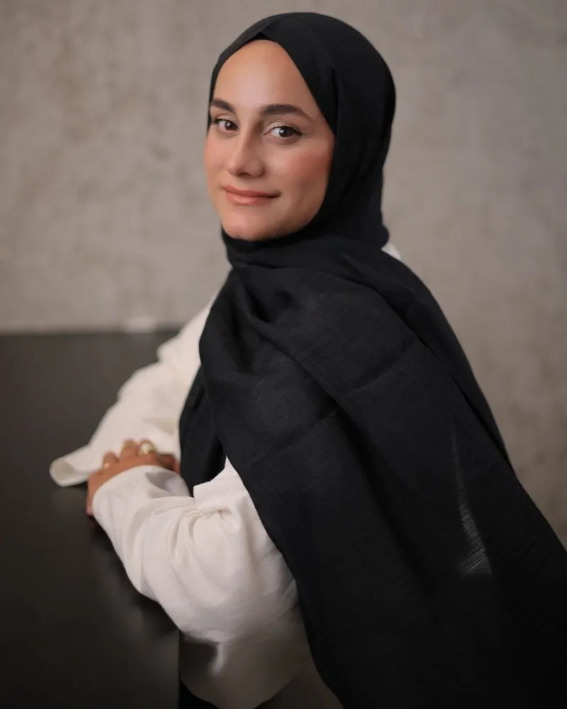 Siyah Imannoor Ritim Desen Pamuk Jakar Şal