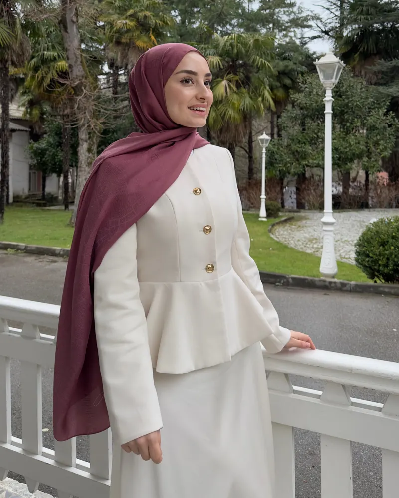 Soft Pembe Döngü Desen Jakar Şal