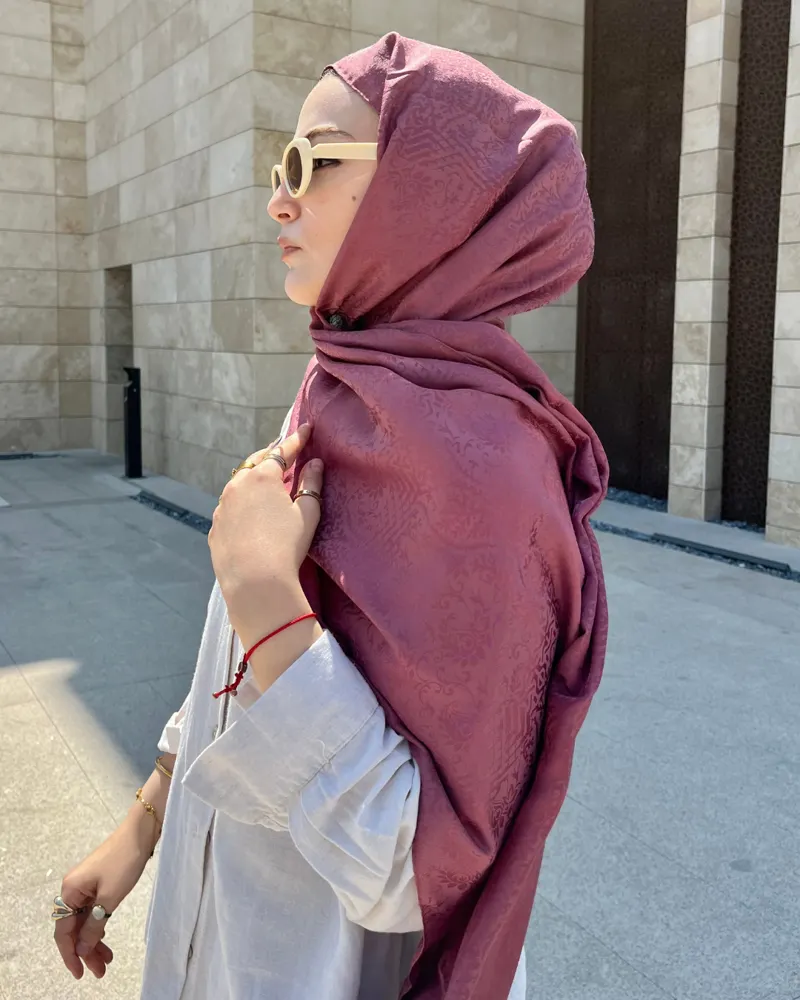 Soft Pembe Lavin Desen Jakar Şal