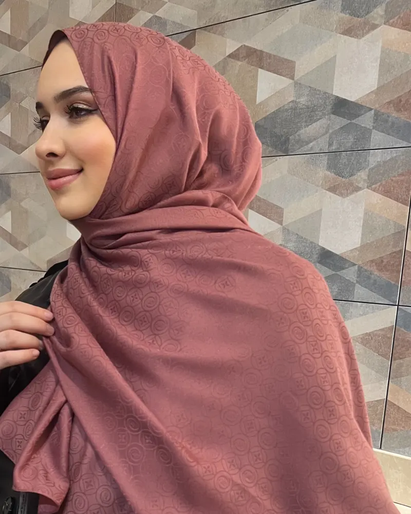 Soft Pembe Luxe Desen Jakar Şal