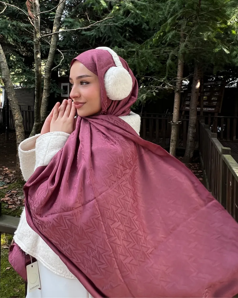 Soft Pembe Triya Desen Jakar Şal
