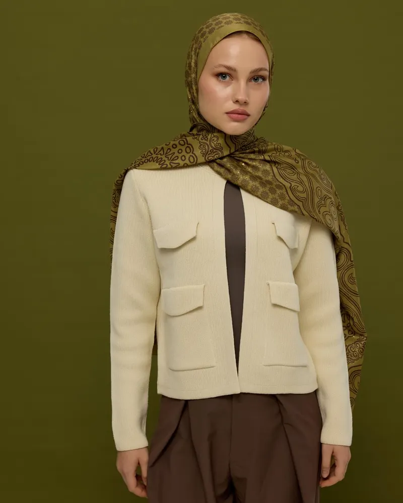 Susam Işıltısı & Kavrulmuş Kahve Bala Hatun Desen Şal - 42
